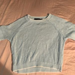 Blue and white knitted crop